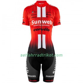 Fahrradbekleidung Radtrikot Kurzarm + Trägershorts 2019 Team Sunweb Damen N001